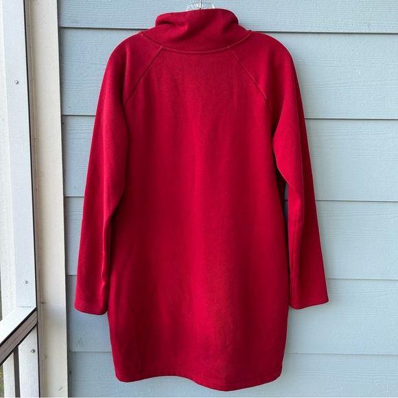 Athleta Cozy Karma Asym Sweatshirt Dress Red Mock Neck Zippered Pullover - Picture 4 of 11